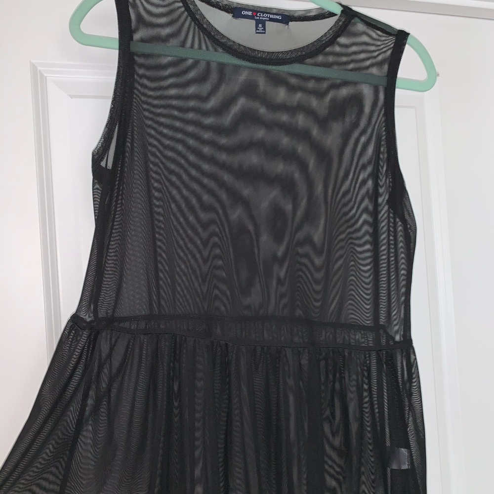 sheer, black tank top